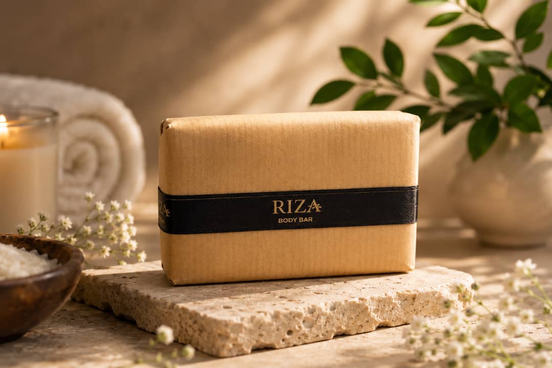 Riza Body Bar Soap for gentle cleansing and soft, healthy-looking skin.